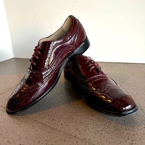 Wanted oxford brogue burgundy patent shoes 8.5
